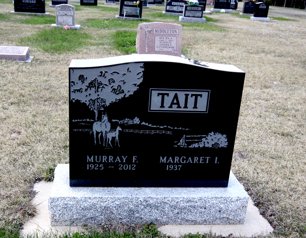 Photo of headstones/Margaret I TAIT nee MacLennan 1937- hdstn Penobsquis Pioneer cem NB